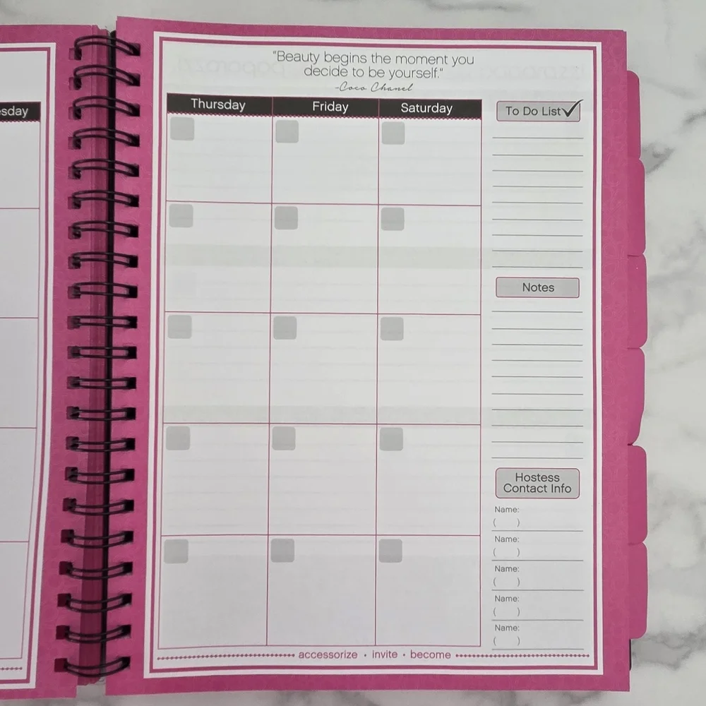 Paparazzi Consultant Organizer Black and Pink Party Planner Spiral Bound